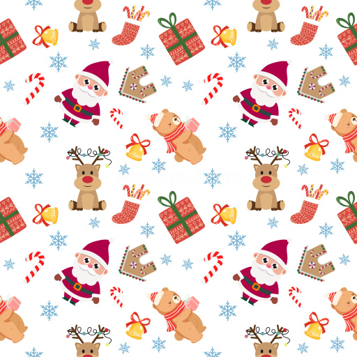 Pattern Bundle - Seamless 3D Pattern PBR Texture Featuring Cute Christmas Cartoon Motifs in Playful Repeat texture preview