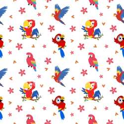 Pattern Bundle - Seamless 3D Pattern PBR Texture with Colorful Cartoon Parrots and Floral Motifs texture preview