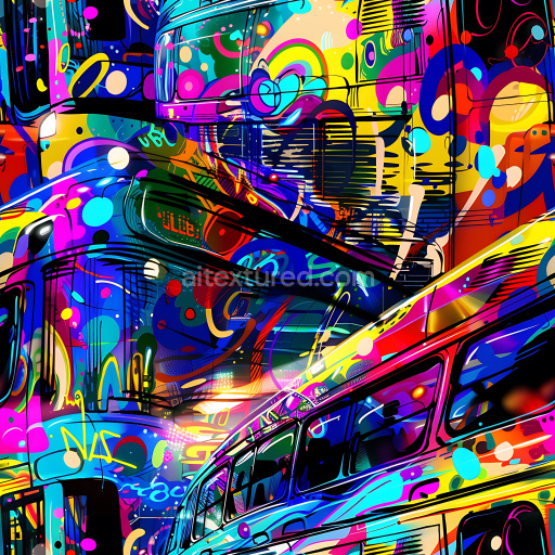 Seamless 3D PBR Graffiti Texture with Vivid Multicolor Urban Spray Paint