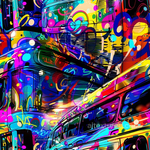 Seamless 3D PBR Graffiti Texture with Vivid Multicolor Urban Spray Paint texture preview