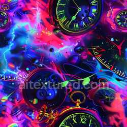 seamless Seamless 3D PBR Graffiti Texture Featuring Neon Clocks and Vibrant Abstract Patterns texture 8k free download PBR