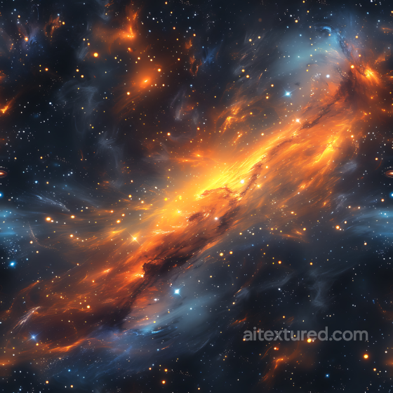 Galactic Nebula Clouds Space Texture with Fiery Orange and Deep Blue Glows Star, space, planets texture preview