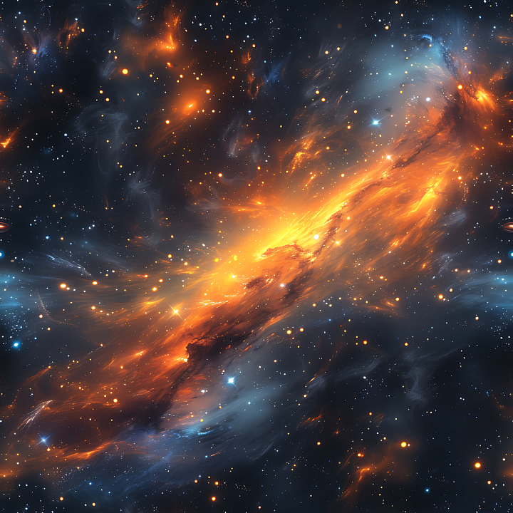 Space of Glowing Cosmic Nebula with Blue and Orange Plasma seamless PBR texture preview
