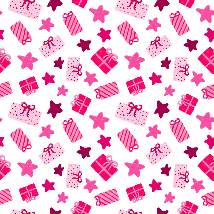 All Christmas Digital paper of Pink and Red Gift Boxes with Stars Patte… seamless PBR texture preview