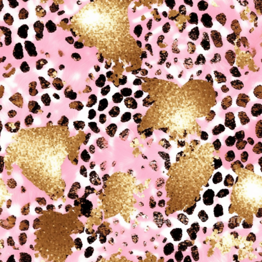 Leopard Print Fabric Texture in Pink and Gold Sparkle seamless Leopard Print PBR texture