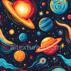 seamless Seamless 3D Cartoon-Style Space PBR Texture with Vibrant Planets & Cosmic Elements texture 8k free download PBR