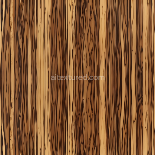 Seamless 3D Zebrawood Plank PBR Texture with Distinctive Dark Grain