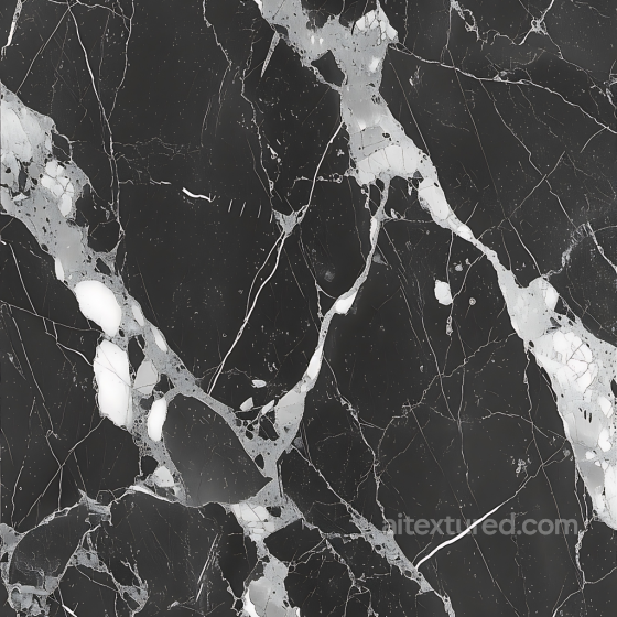 Black Marble PBR Texture Featuring Bold White Veins and Polished Finish Marble texture preview