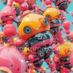 seamless Seamless 3D Inflated Glossy Vinyl Panels PBR Texture in Vibrant Orange and Pink texture 8k free download PBR