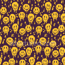 seamless Seamless 3D PBR Texture of Dripping Yellow Smiley Face Pattern on Dark Purple Background texture 8k free download PBR