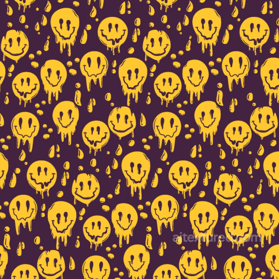 Happy Face Pattern Texture of Dripping Yellow Smiley Face Pattern on Dark Purple Backgrou… Happy Face pattern texture preview