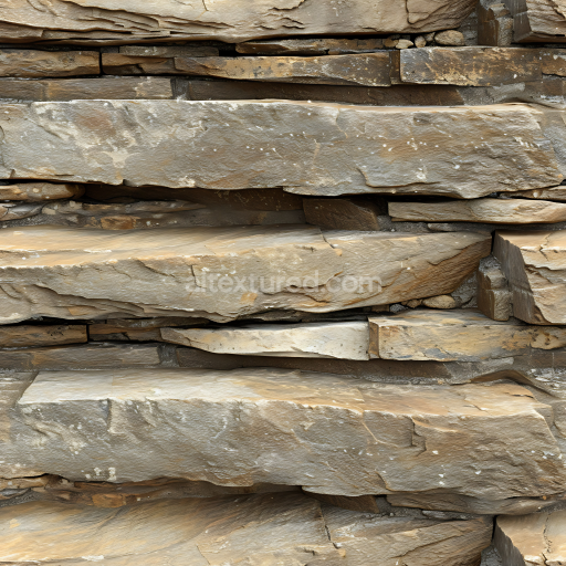 Seamless 3D PBR Texture of Weathered Sandstone Rock Wall with Layered Rough Surfaces