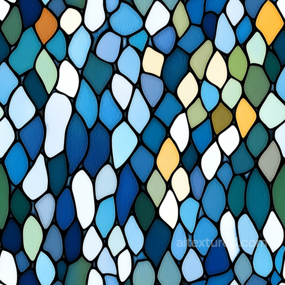 Mosaic PBR Texture Featuring Irregular Multicolor Blue Stained Glass Tiles Mosaic texture preview