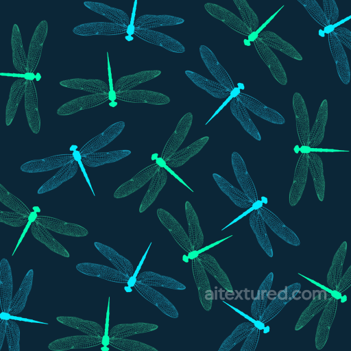 Blue-Green Dragonfly Wing Silhouettes on Dark Background Seamless Texture seamless Dragonfly PBR texture