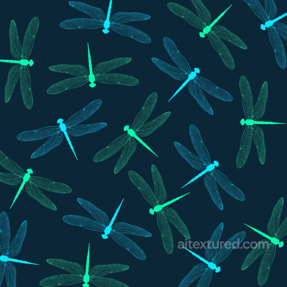 Blue-Green Dragonfly Wing Silhouettes on Dark Background Seamless Texture Dragonfly texture preview