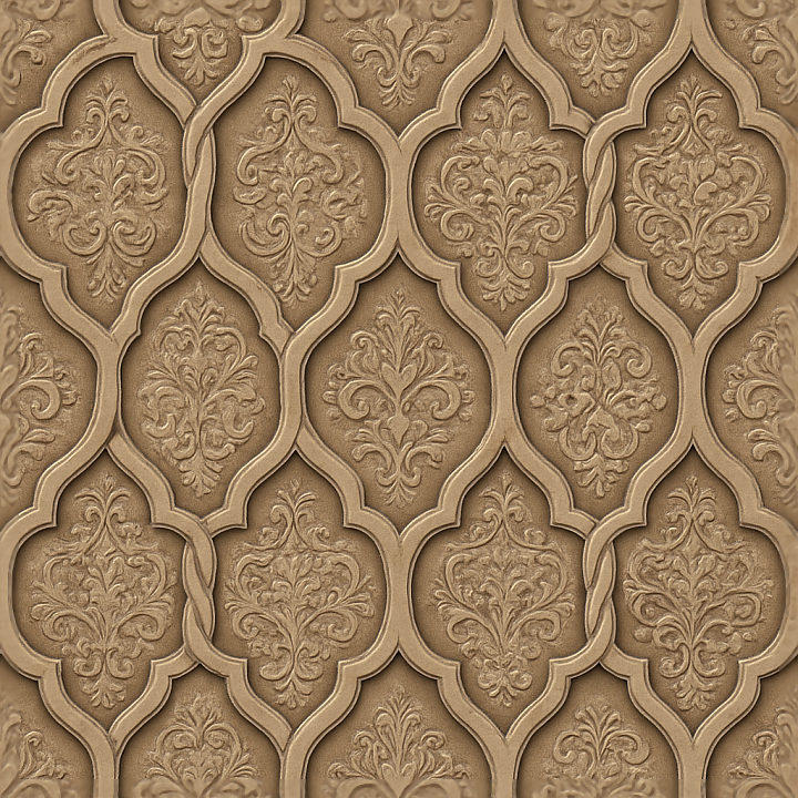 Wallpaper With Oriental Arabesque Trellis And Chain Link Pattern seamless PBR texture preview
