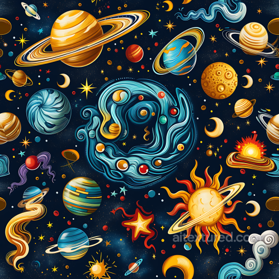 Space PBR Texture Featuring Vibrant Planets, Stars & Cosmic Swirls Star, space, planets texture preview