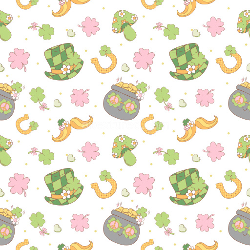 Pattern Bundle - Seamless 3D Pattern PBR Texture with St Patricks Day Icons and Pastel Colors texture preview