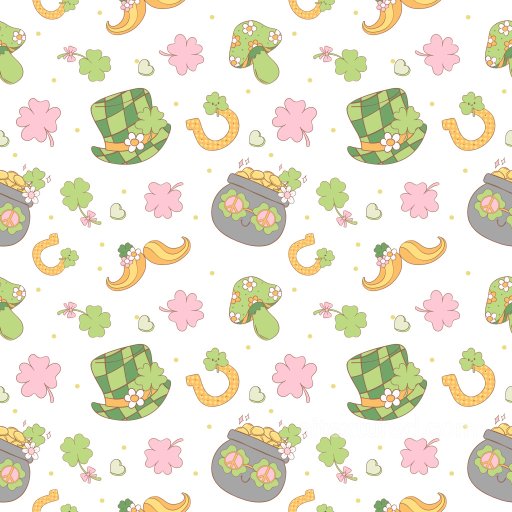 Pattern PBR Texture with St Patricks Day Icons and Pastel Colors seamless Pattern Bundle PBR texture