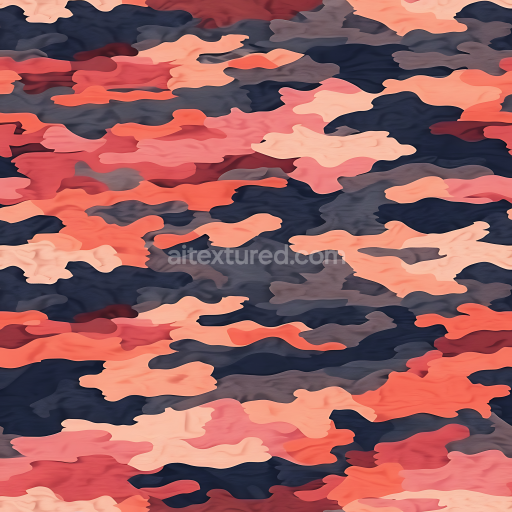 Seamless 3D Stylized Camouflage PBR Texture with Coraled Pink and Navy Organic Patches