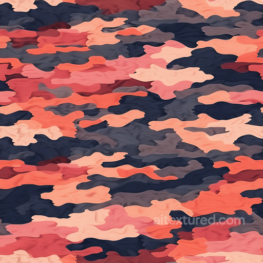 Stylized Camouflage PBR Texture with Coraled Pink and Navy Organic Patches seamless Color Camouflage PBR texture