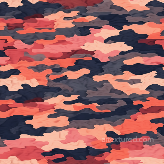 Stylized Camouflage PBR Texture with Coraled Pink and Navy Organic Patches Color Camouflage texture preview