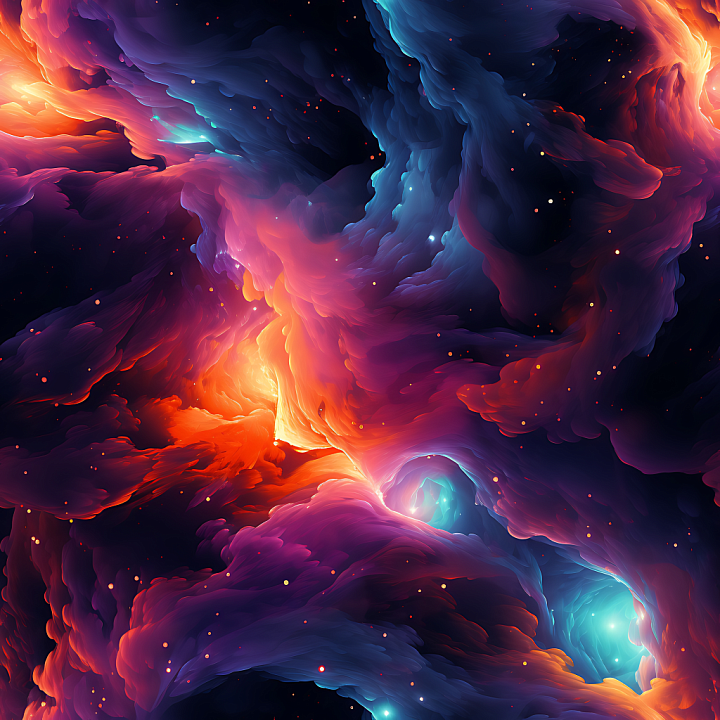 Space Featuring Vivid Nebula Clouds & Luminous Starfield seamless PBR texture preview