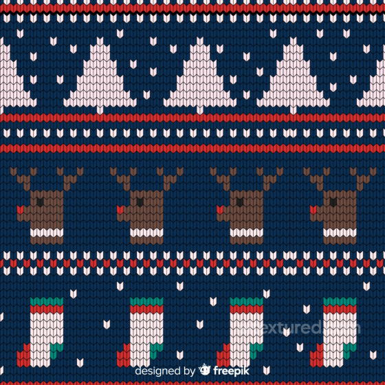 Christmas Sweater Texture With Reindeer And Tree Patterns All Christmas Digital paper texture preview