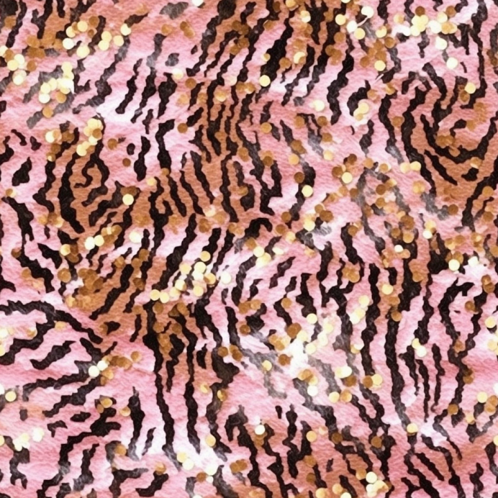 Pink Leopard Print Fabric with Gold and Black Accents seamless PBR texture preview