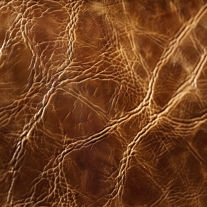 Distressed Brown Leather with Prominent Wrinkles seamless PBR texture preview