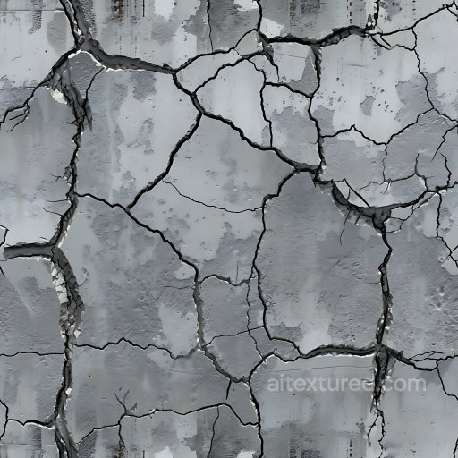 Cracked Concrete & Hole PBR Texture with Jagged Splits and Peeling Surface seamless Cracked & Holes PBR texture