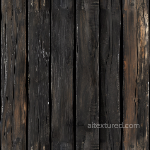 Charred Wood Planks Texture with Rich Grain and Weathered Finish seamless Wood PBR texture