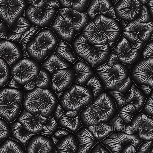 Glossy Black Leather Upholstery Texture with Deep Tufting and Wrinkles seamless Leather PBR texture