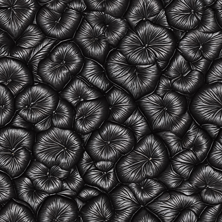 Glossy Black Leather Upholstery with Deep Tufting and Wrinkles seamless PBR texture preview