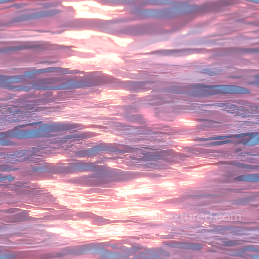 Water PBR Texture Featuring Reflective Pink Sunset Ocean Surface and Subtle Waves seamless Water PBR texture