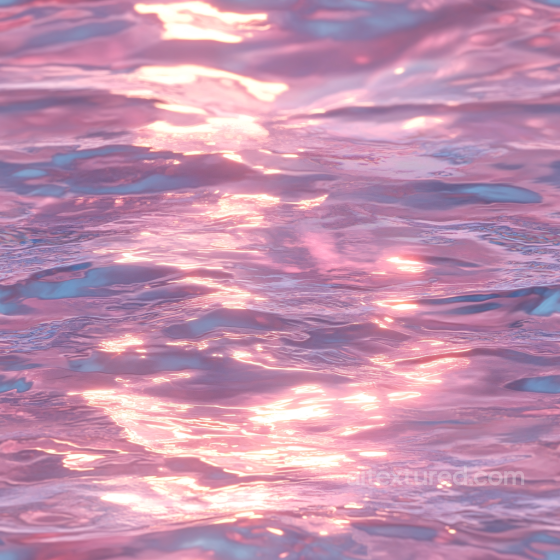 Water PBR Texture Featuring Reflective Pink Sunset Ocean Surface and Subtle Waves Water texture preview