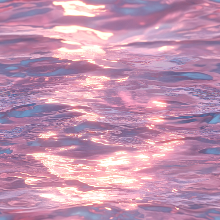 Water Featuring Reflective Pink Sunset Ocean Surface and Subtle Waves seamless PBR texture preview