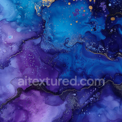 seamless Seamless 3D Alcohol Ink PBR Texture with Blue and Purple Fluid Swirls and Gold Veins texture 8k free download PBR
