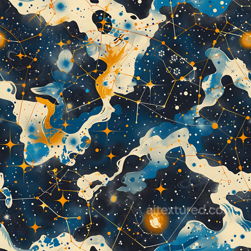 cosmic star map camouflage PBR texture with navy blue and golden constellation pattern seamless Color Camouflage PBR texture