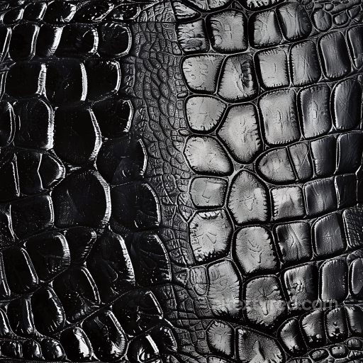 Glossy Black Crocodile Leather Texture with Detailed Scale Pattern seamless Leather PBR texture