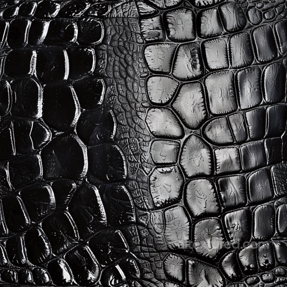 Glossy Black Crocodile Leather Texture with Detailed Scale Pattern Leather texture preview