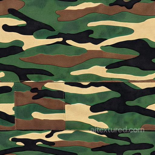 Woodland Camouflage PBR Texture with Organic Patches and Tactical Fabric Detail seamless Color Camouflage PBR texture