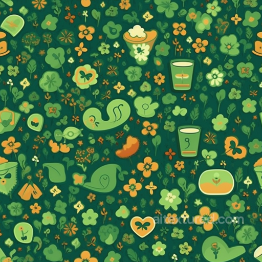 Digital Paper Texture with St Patrick Floral and Iconic Patterns seamless St patrick digital paper bundle PBR texture