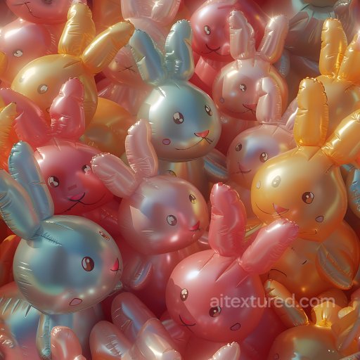 Inflated PBR Texture of Colorful Bunny-Shaped Balloons with Glossy Vinyl Surface seamless Inflated PBR texture