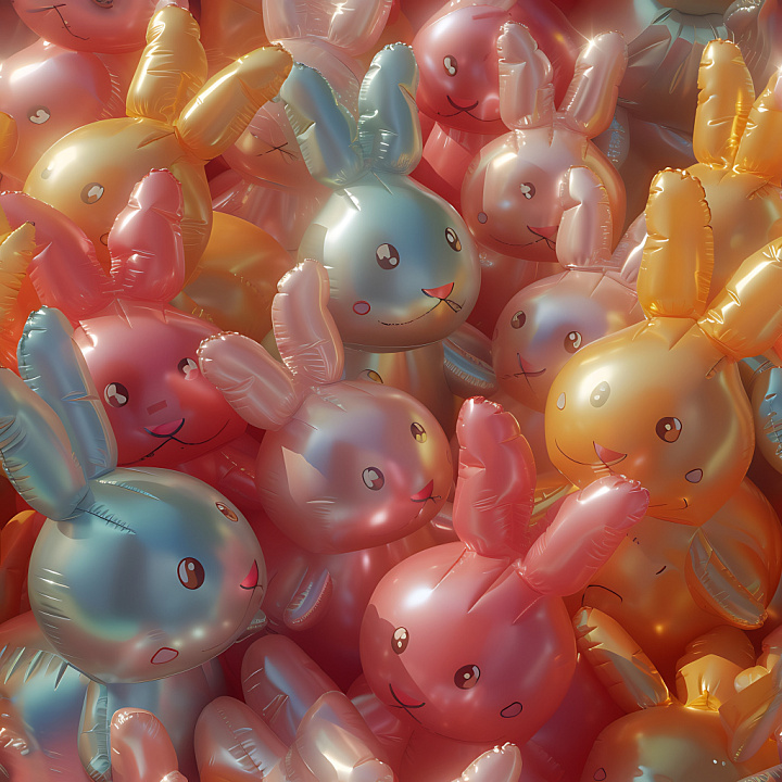 Inflated Bunny Balloon in Pastel Metallic Colors seamless PBR texture preview