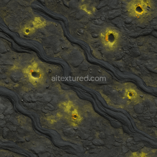 Seamless 3d texture pbr 8k volcanic plains with lava tubes and sulfur vents detail