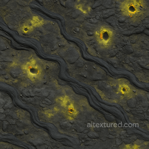 Volcanic Plains With Lava Tubes And Sulfur Vents Detail seamless Star, space, planets PBR texture