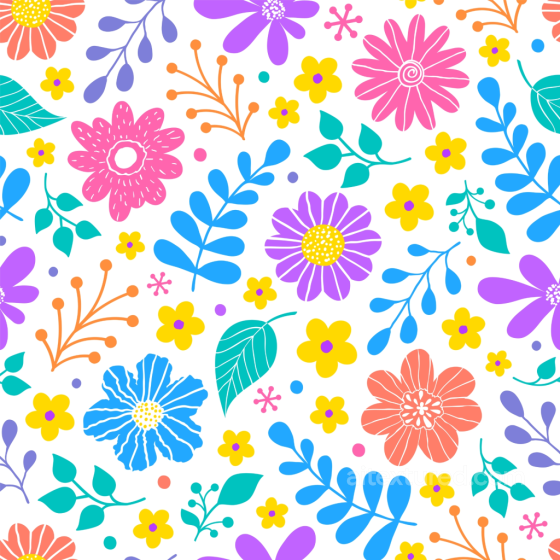 Floral Texture Featuring Colorful Hand-Drawn Flowers and Leaves Floral texture preview