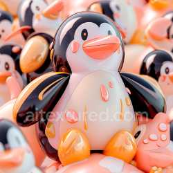 seamless Seamless 3D Inflated PBR Texture of Glossy Vinyl Inflated Penguin Surface texture 8k free download PBR