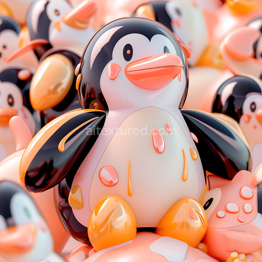 Preview — Seamless 3D Inflated PBR Texture of Glossy Vinyl Inflated Penguin Surface